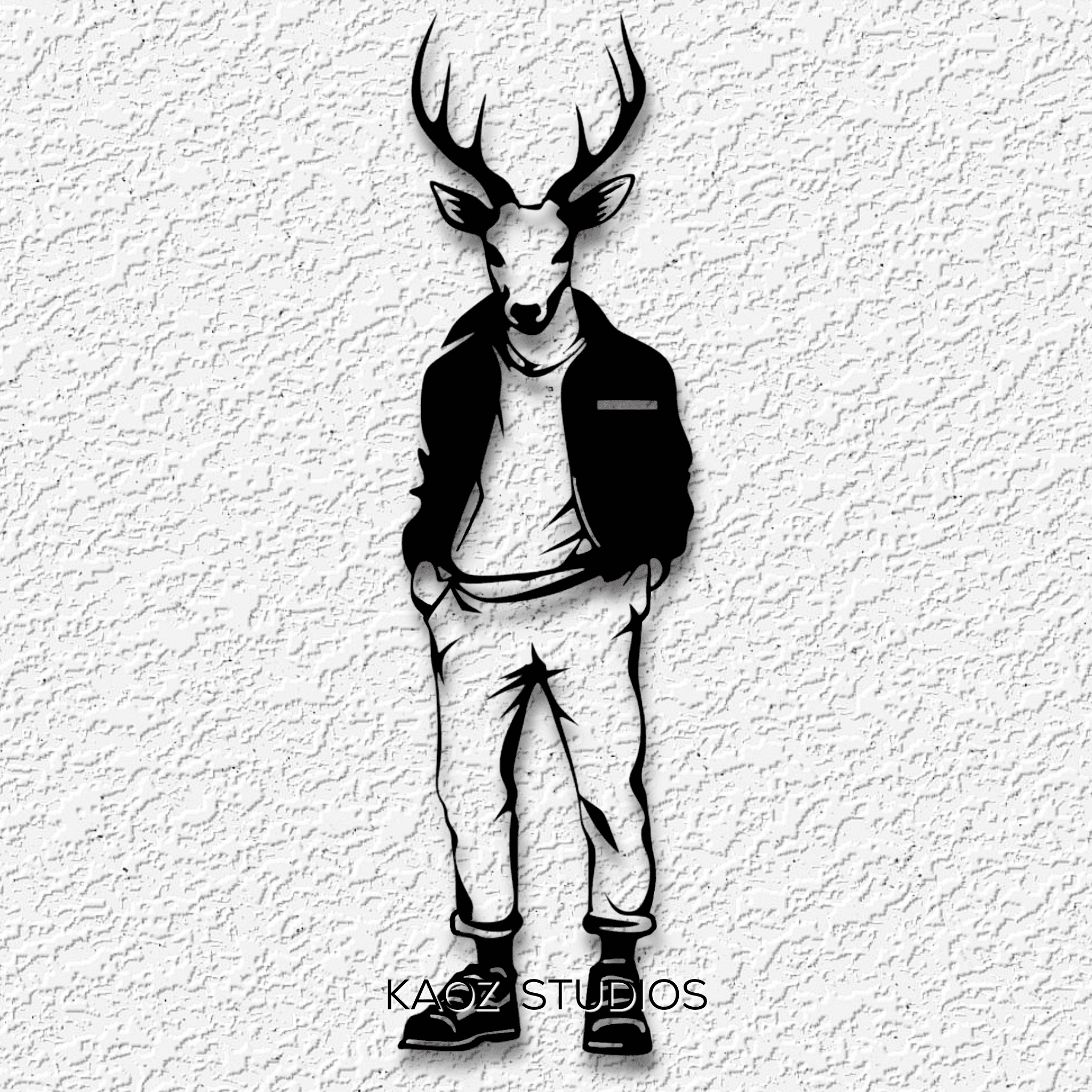 Funny Deer Swag in Street Clothes Wall Art Animal Meme Decor 3d model