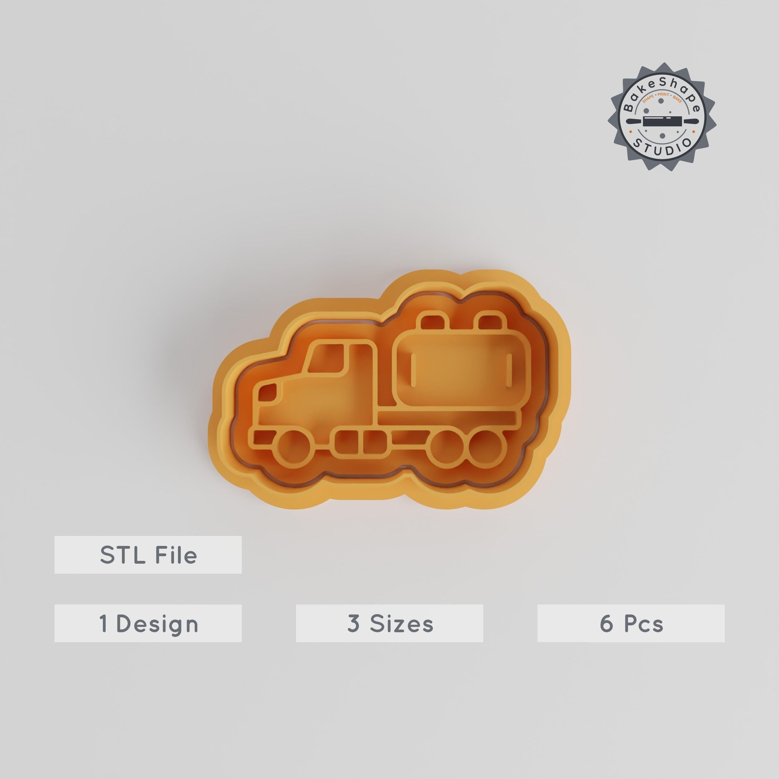 Gas Tanker Shape Cutter & Stamp Set, 6 Piece Bundle, S/M/L, Perfect for Cookies & Fondant, Transportation Design PRODUCT_3226 3d model