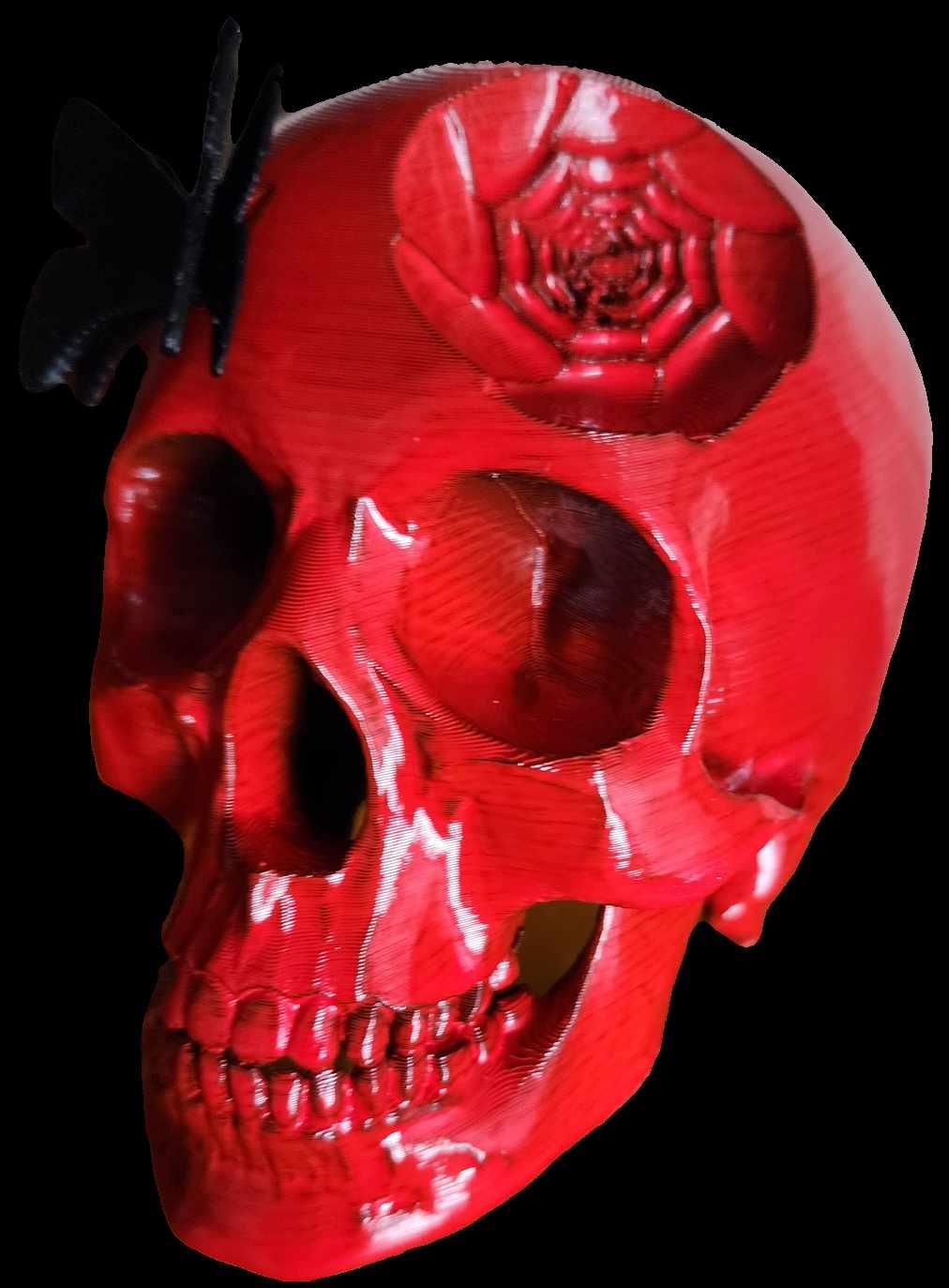 gothic skull with flower butterfly .stl 3d model