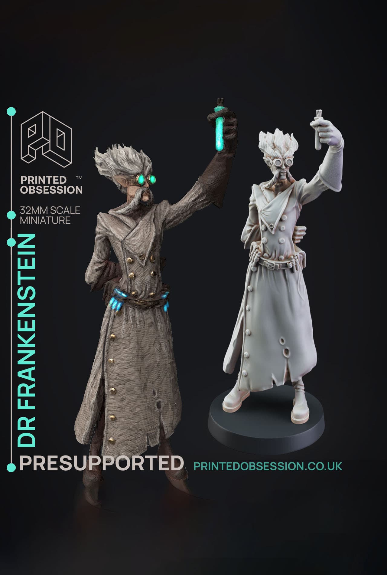 Dr Frankensteins - Dr Frankensteins Monster - PRESUPPORTED - Illustrated and Stats - 32mm scale 3d model