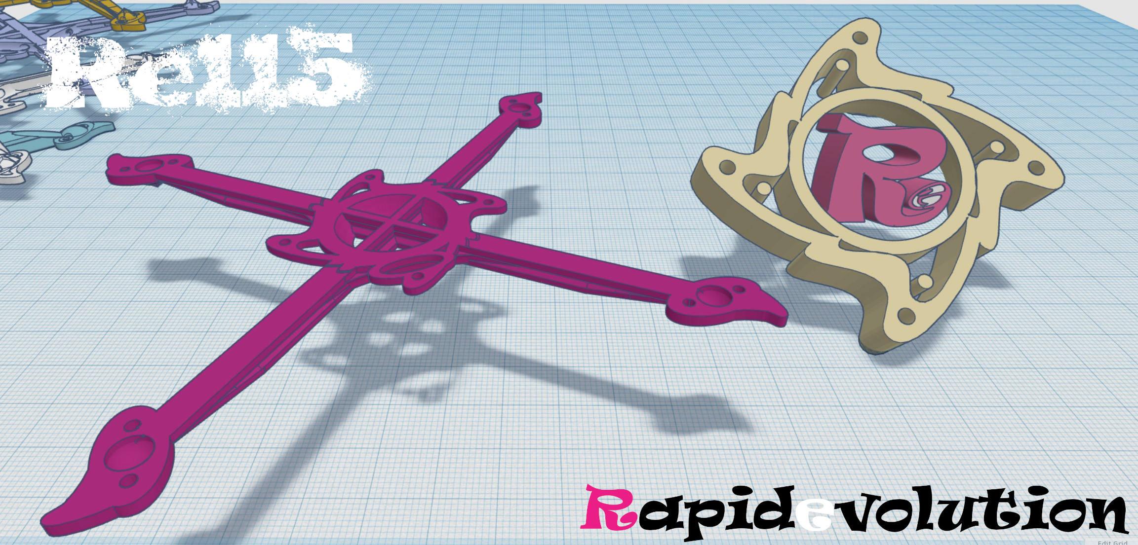 Re115 - Rapidevolution 115mm (3") Printpick FPV Frame 3d model