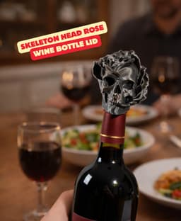 SKELETON HEAD ROSE - WINE BOTTLE LID / THE PERFECT WINE BOTTLE GIFT UPGRADE / PRESENT / GOTHIC 3d model