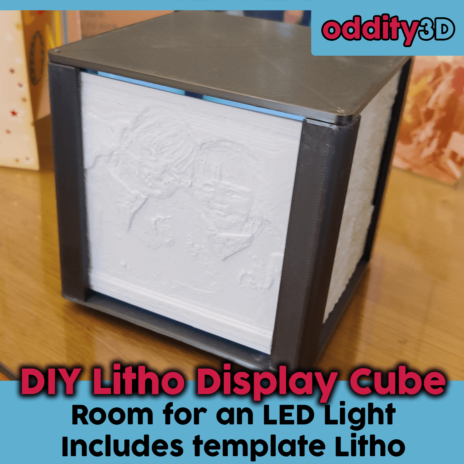 DIY Lithophane Display Cube With Template Litho 3d model