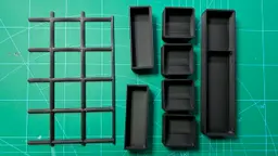 Gridfinity Base and Boxes for Neptune 4 Max Drawer 3d model