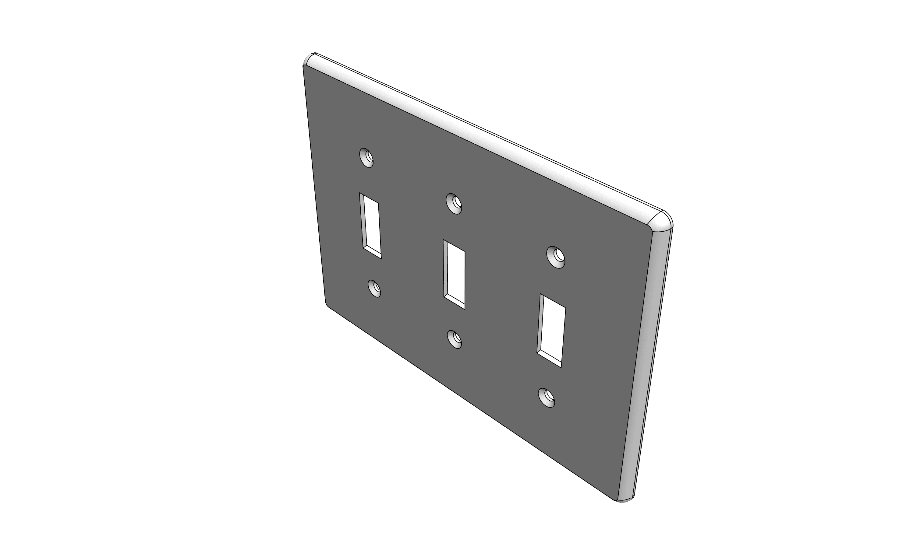 Three Gang Toggle Switch Style Wall Plate (Original Replacement) 3d model