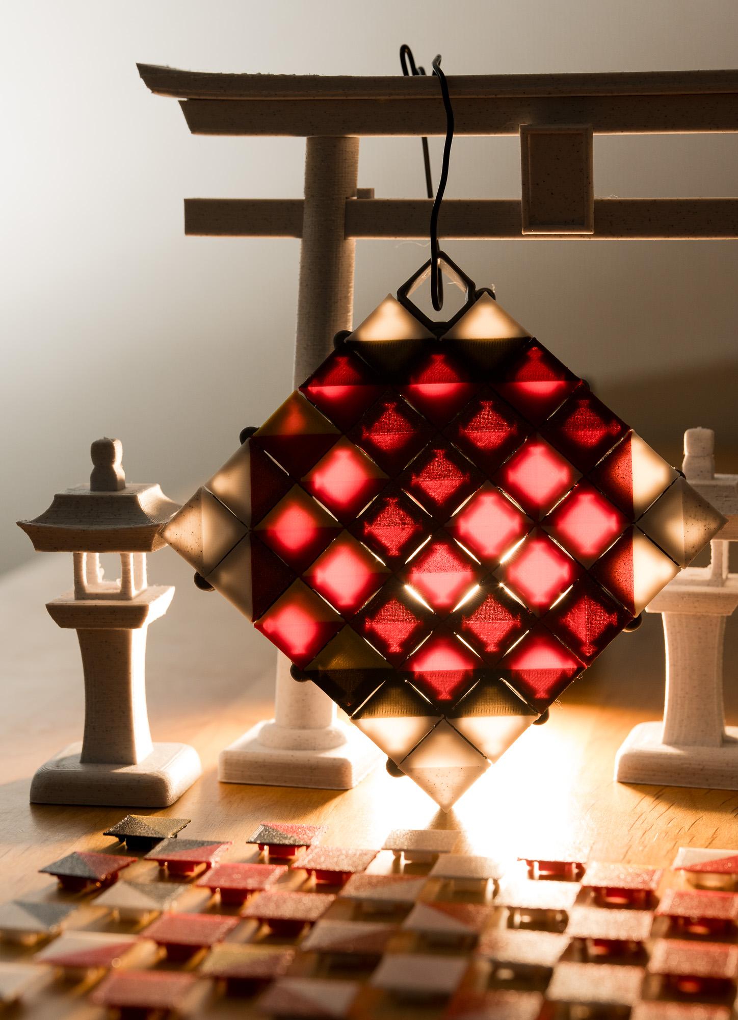 Auxetic Tile // 18mm Diagonal Split - Bonus: If illuminated, it functions as a lantern.  ...kinda. - 3d model