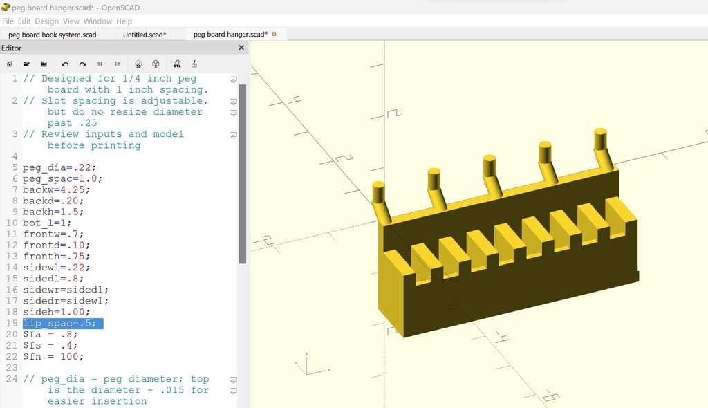 Peg board hanger 3d model