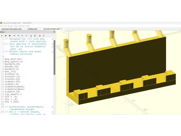 Peg board hanger 3d model