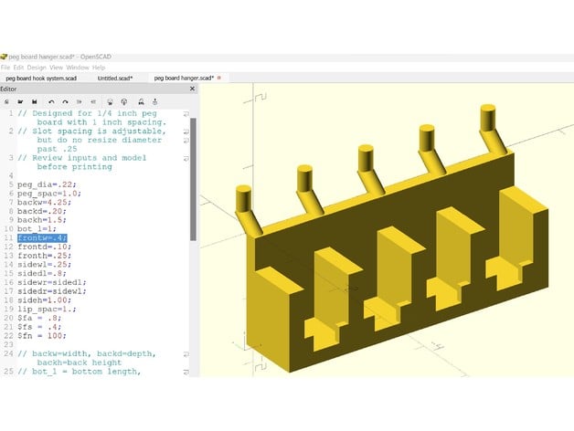 Peg board hanger 3d model