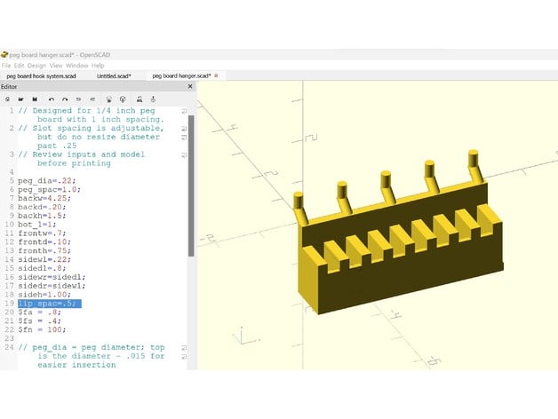 Peg board hanger 3d model