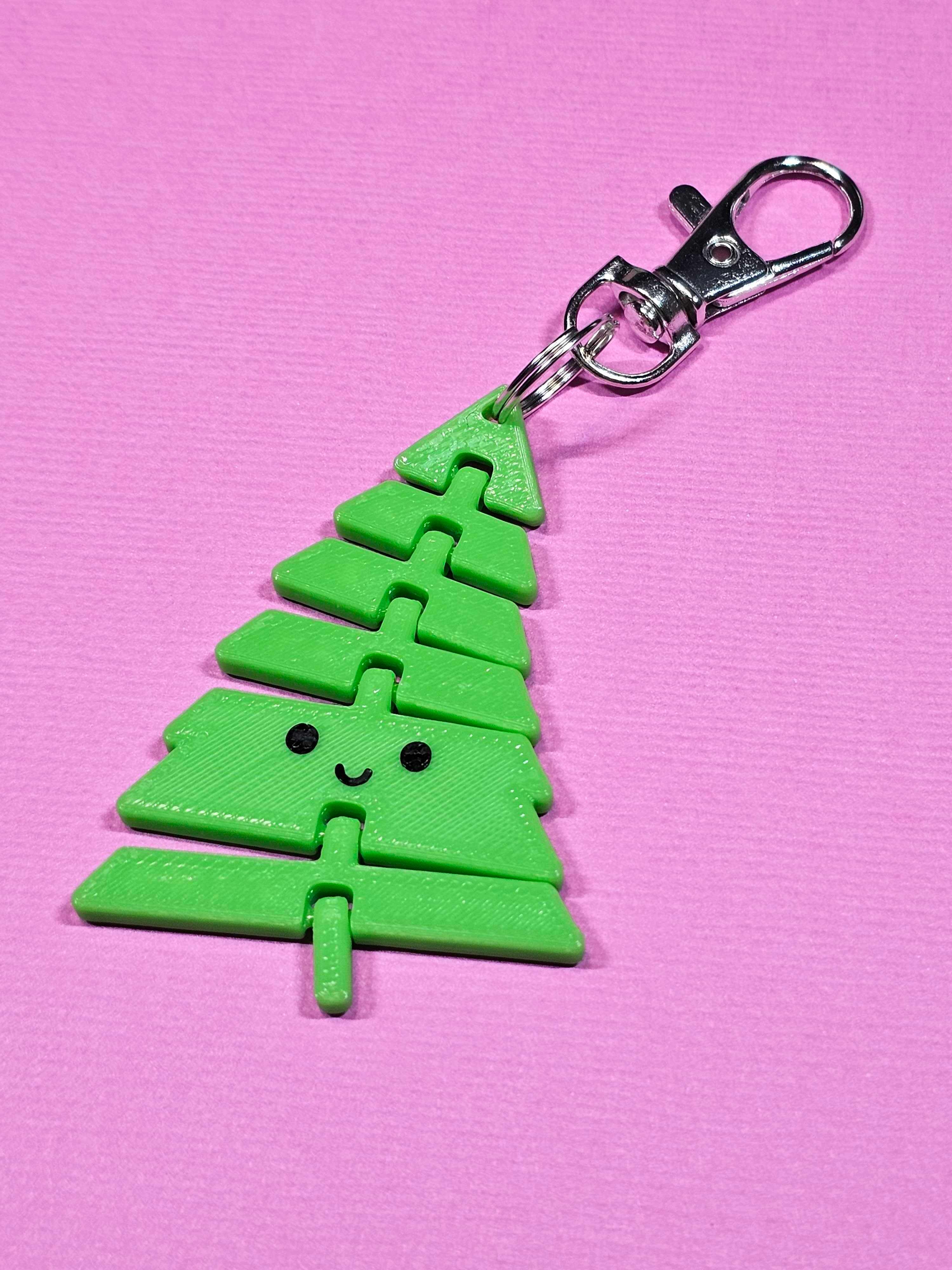 Articulated Kawaii Christmas Tree Keychain - Print in place fidget toy - 3mf 3d model