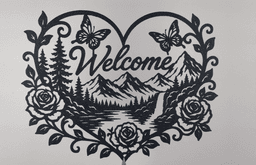 Welcome Mountain Nature Heart 2D Wall Art.3mf 3d model