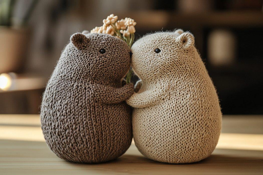 Knitted Capybara Couple Sculpture - Valentines 2025 3d model