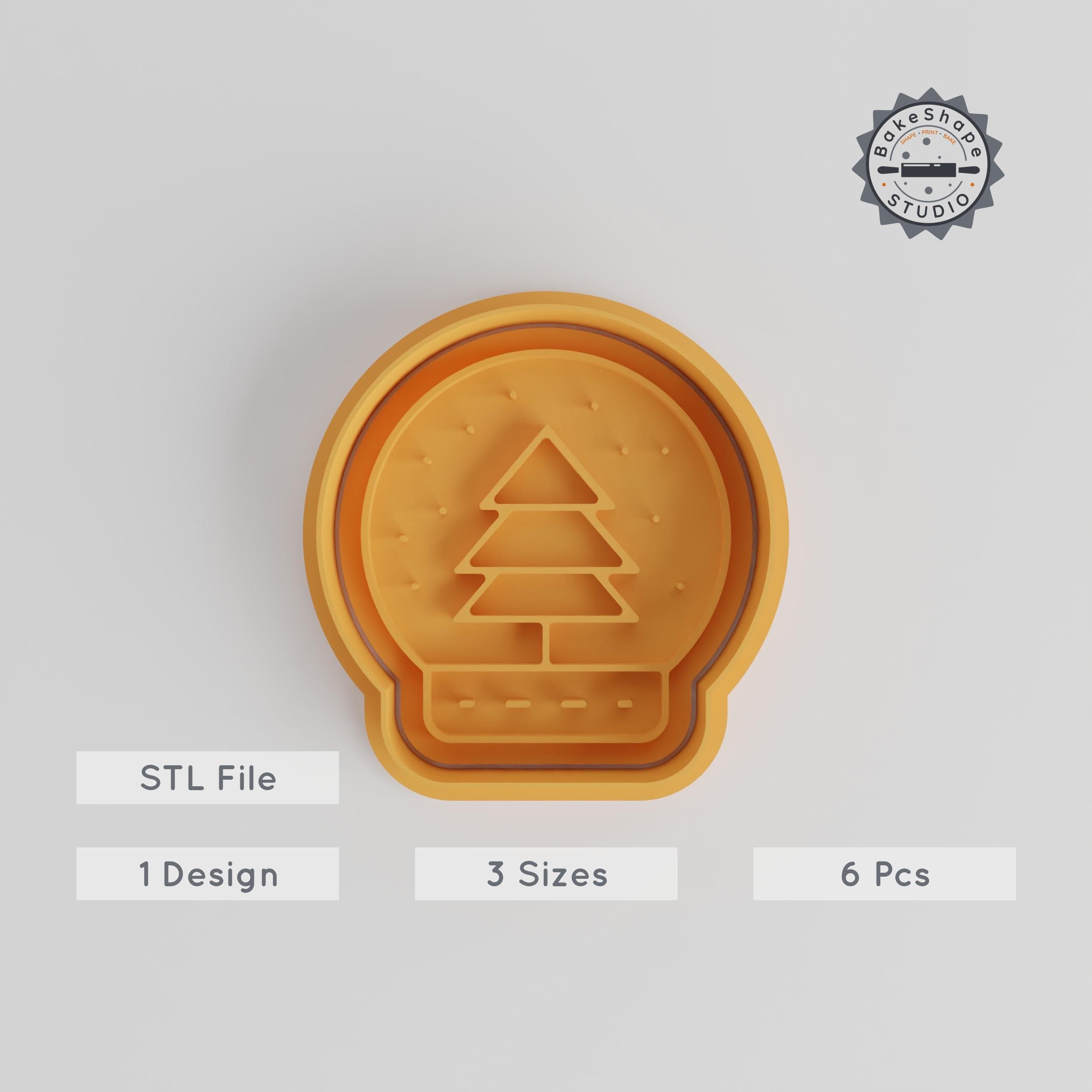 Snow Globe Cookie Cutter & Stamp Set, Winter Baking, Festive Fondant Designs, Small/Medium/Large Sizes, Holiday Baking Tools Collection PRODUCT_4947 3d model