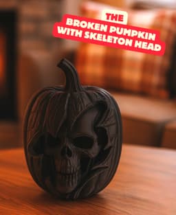 BROKEN PUMPKIN WITH SKELETON HEAD / HALLOWEEN DECOR / GOTHIC DECOR 3d model