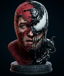 Spider-Man vs Venom Symbiote Bust | Marvel Villain Art 3d model