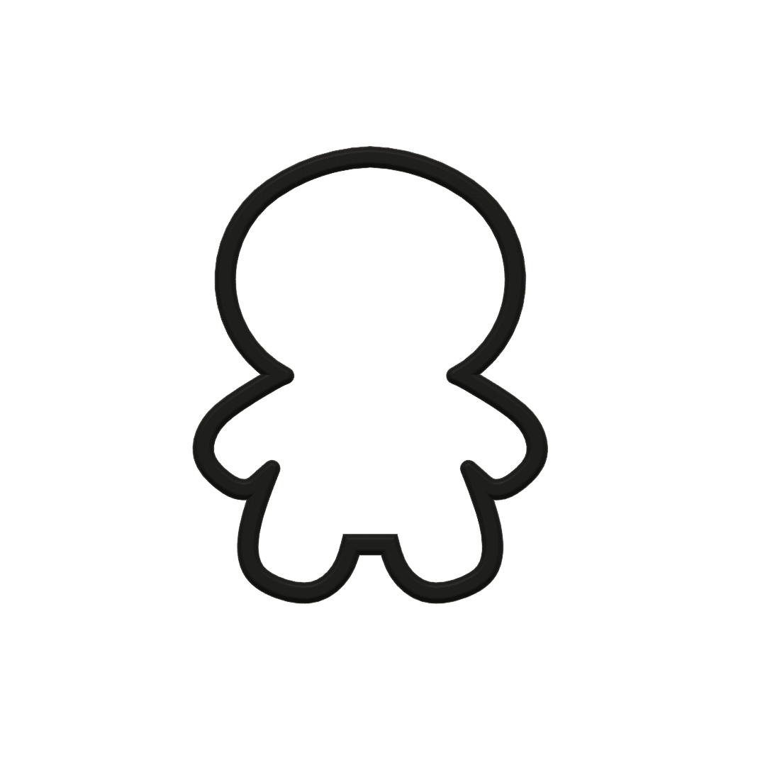 Chubby Gingerbread Man Cookie Cutter STL File - 4 inches 3d model