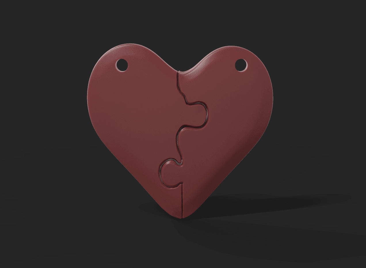 Puzzle Heart Necklace 3d model