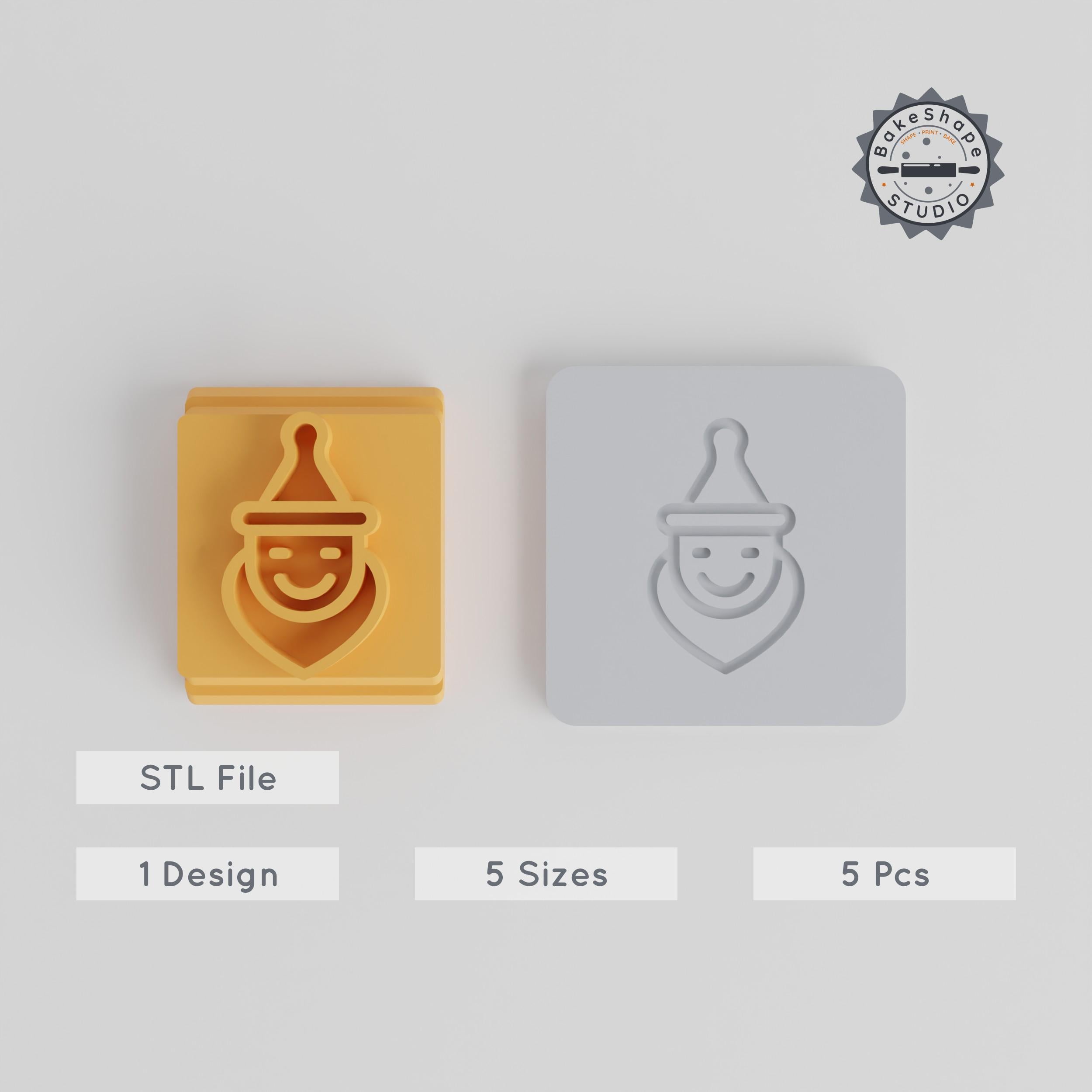 Whimsical Elf Stamp Tile Set, 5 Sizes 20-40 mm, Perfect for Clay & Cookies, Cartoon Elf Character, Holiday Decoration PRODUCT_4643 3d model