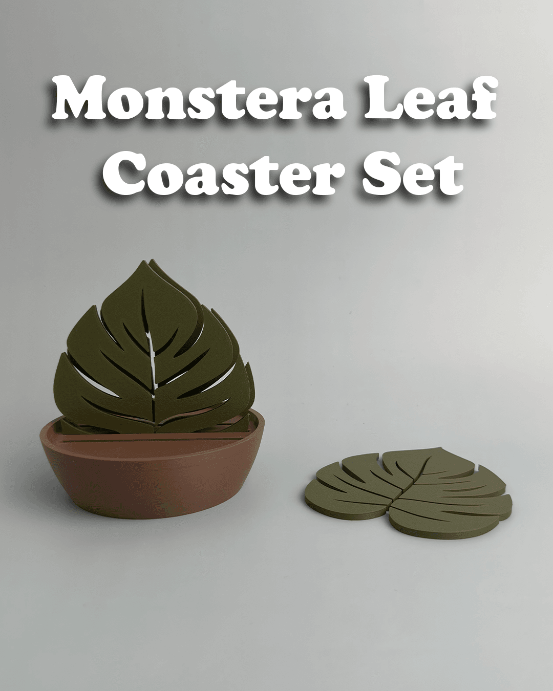 Monstera Leaf Coaster Set 3d model