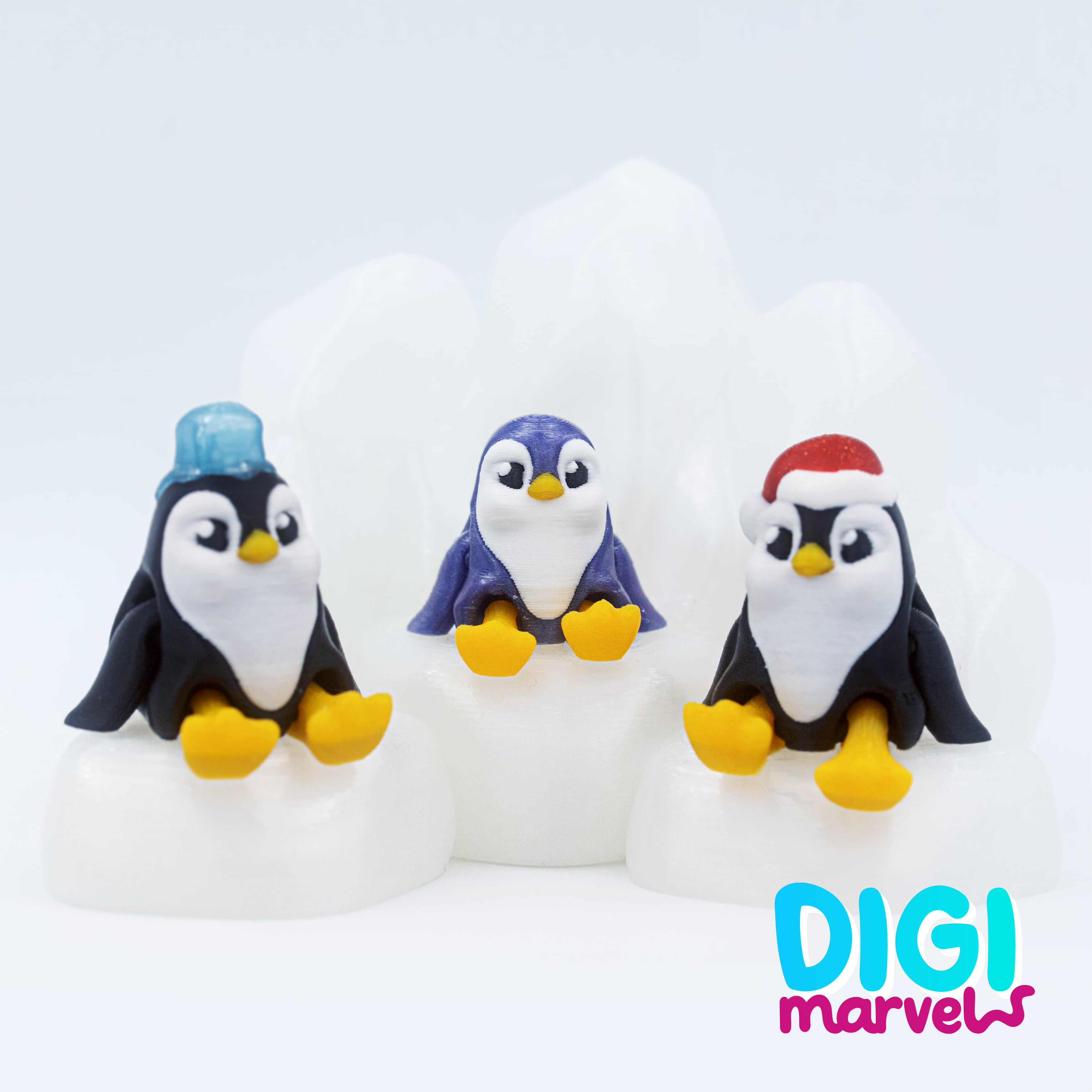 Chilling Penguins + Keychains + Iceberg Display 3d model