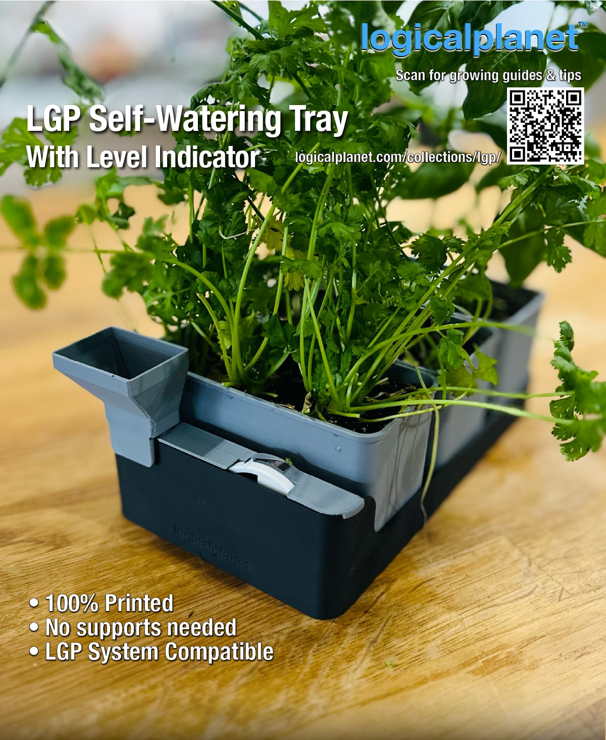 LGP Self-Watering Tray — Modular Bottom Watering Reservoir for the Logical Grow Platform 3d model