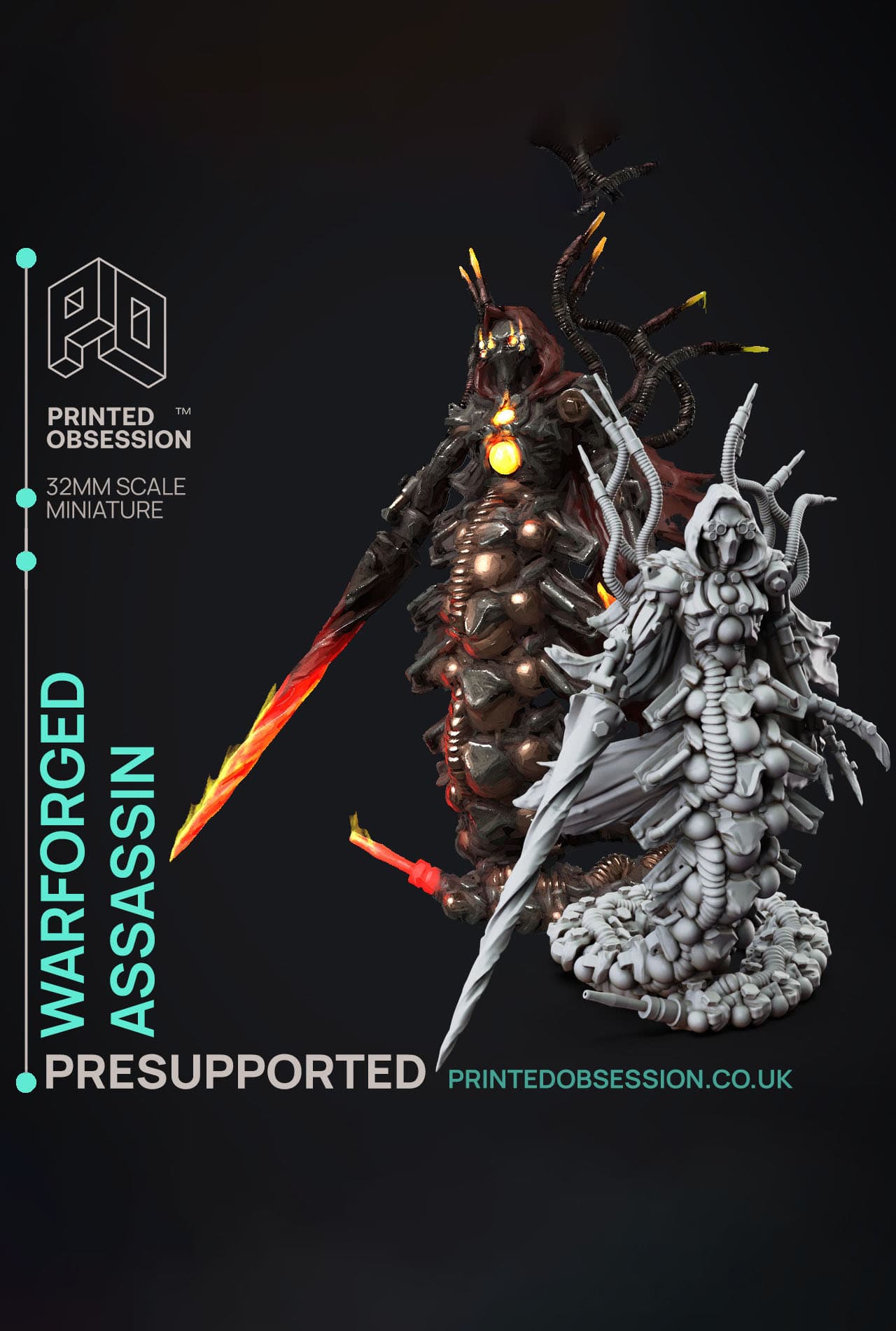Warforged Assassin - Foundlings - PRESUPPORTED - Illustrated and Stats - 32mm scale 3d model