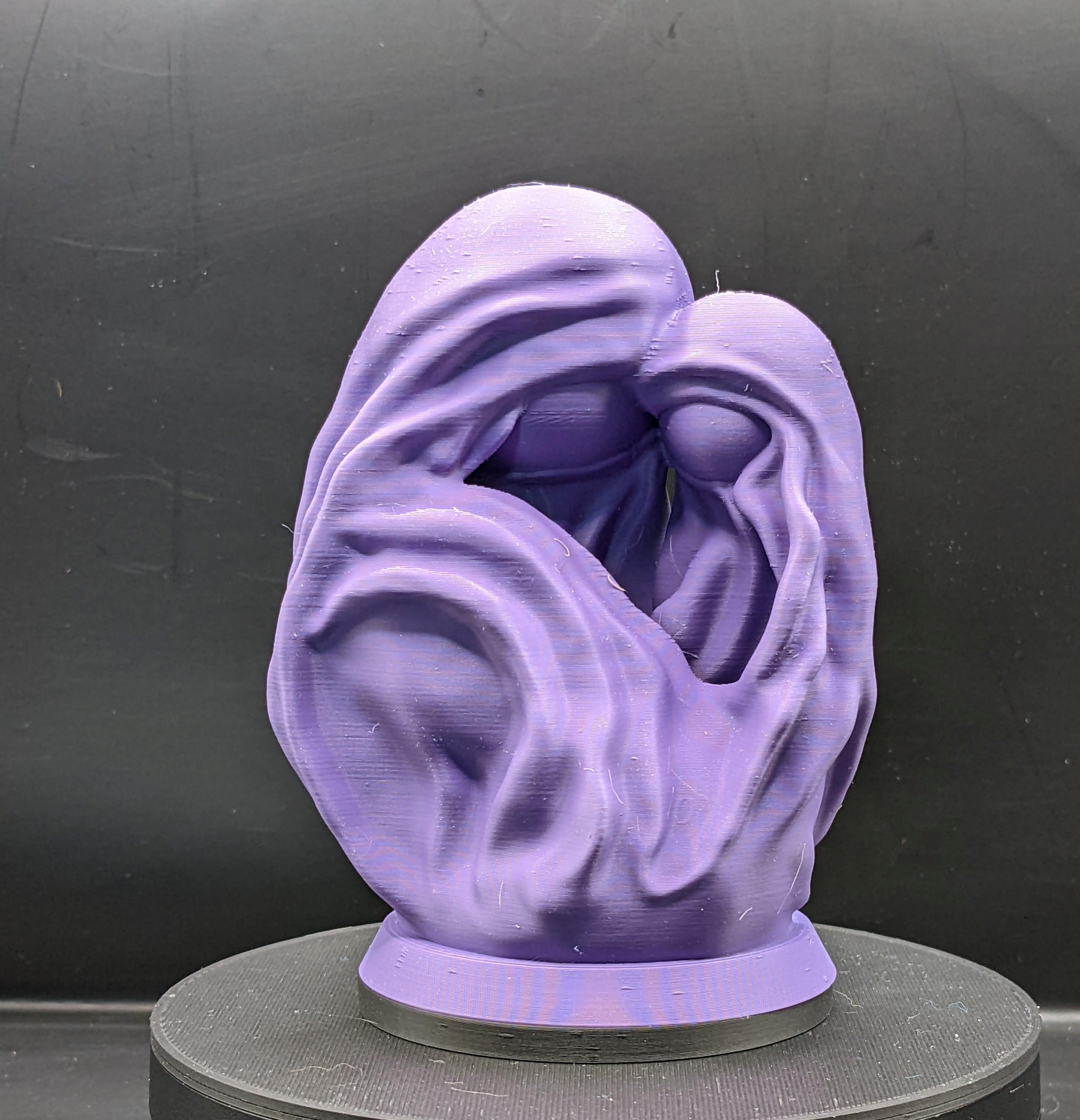 Abstract Mother and Child.stl - Printed with Blue Lila Eryone Matte PLA. Gorgeous model that not only looks great but is very tactile and soothing - 3d model
