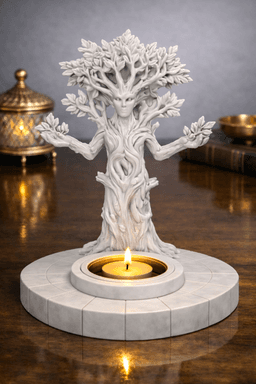 Forest Guardian Tealight Holder STL – Tree Spirit Fantasy Candle Decor 3d model