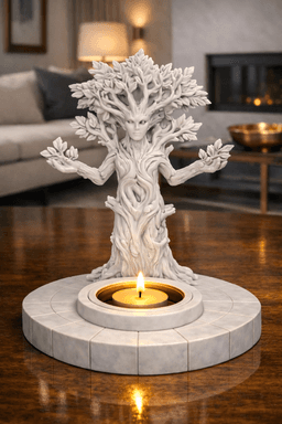 Forest Guardian Tealight Holder STL – Tree Spirit Fantasy Candle Decor 3d model