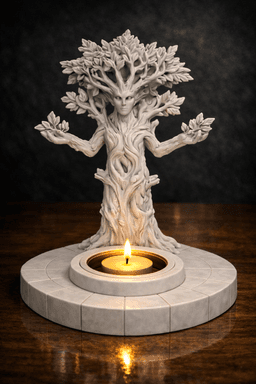 Forest Guardian Tealight Holder STL – Tree Spirit Fantasy Candle Decor 3d model