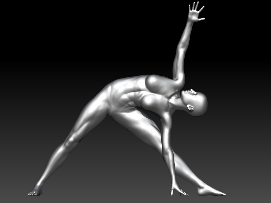 woman yoga  triangle pose 3d model