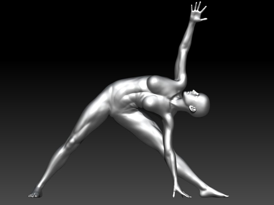 woman yoga triangle pose 3d model