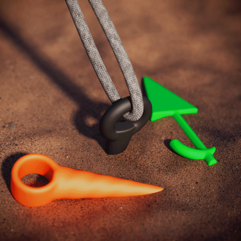 Tent Nail Peg | Summer Tools | Summer Gear | Three Designs 3d model