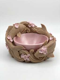 Koi Fish Cherry Blossom Jewelry Trinket Dish 3d model