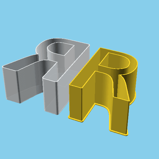 LATIN CAPITAL LETTER R, nestable box (v1) 3d model