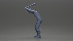 gangster holding a baseball bat while attacking someone on the floor. 3d model