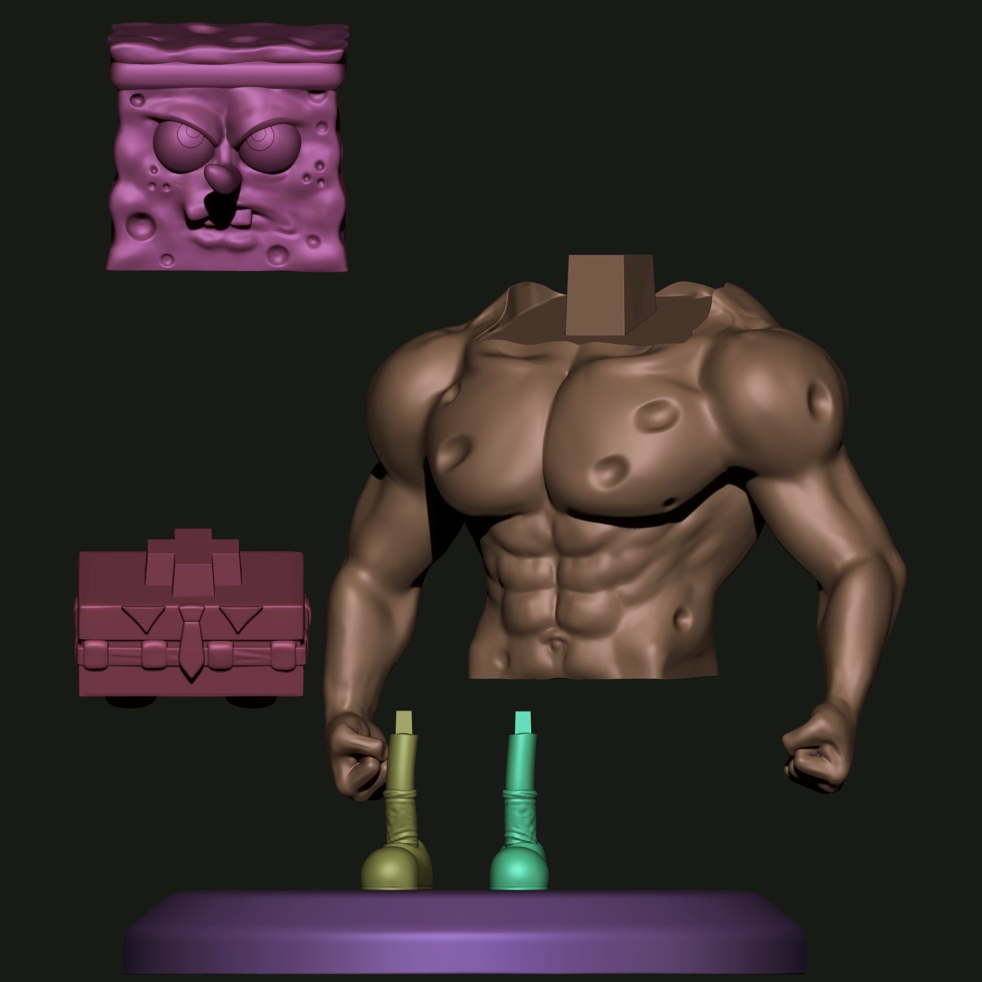 BodyBuilder Spongebob Squarepants 3d model