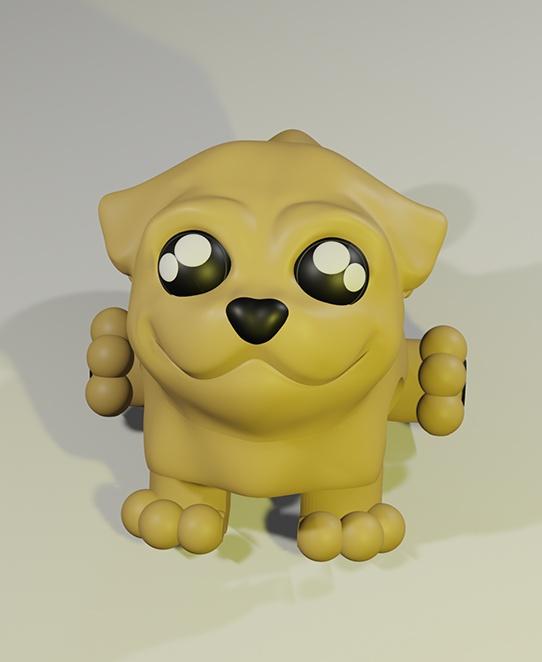 Flexi Pug - Articulated Dog, Style #3 3d model