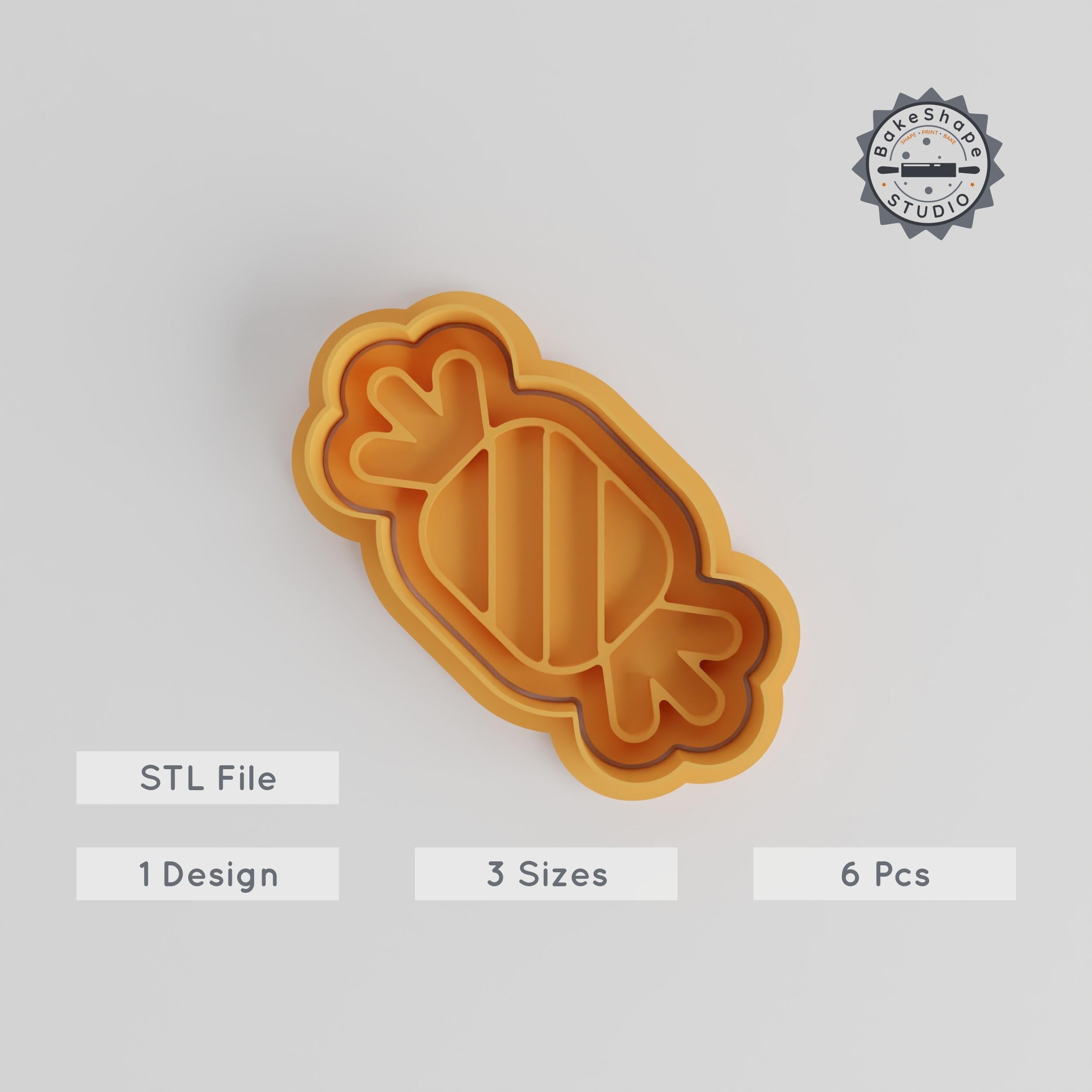 Candy Shape Cutter & Stamp Bundle, Sweet Treat Design, Perfect for Cookies & Fondant, 6-Piece Set, Sizes S/M/L PRODUCT_4828 3d model