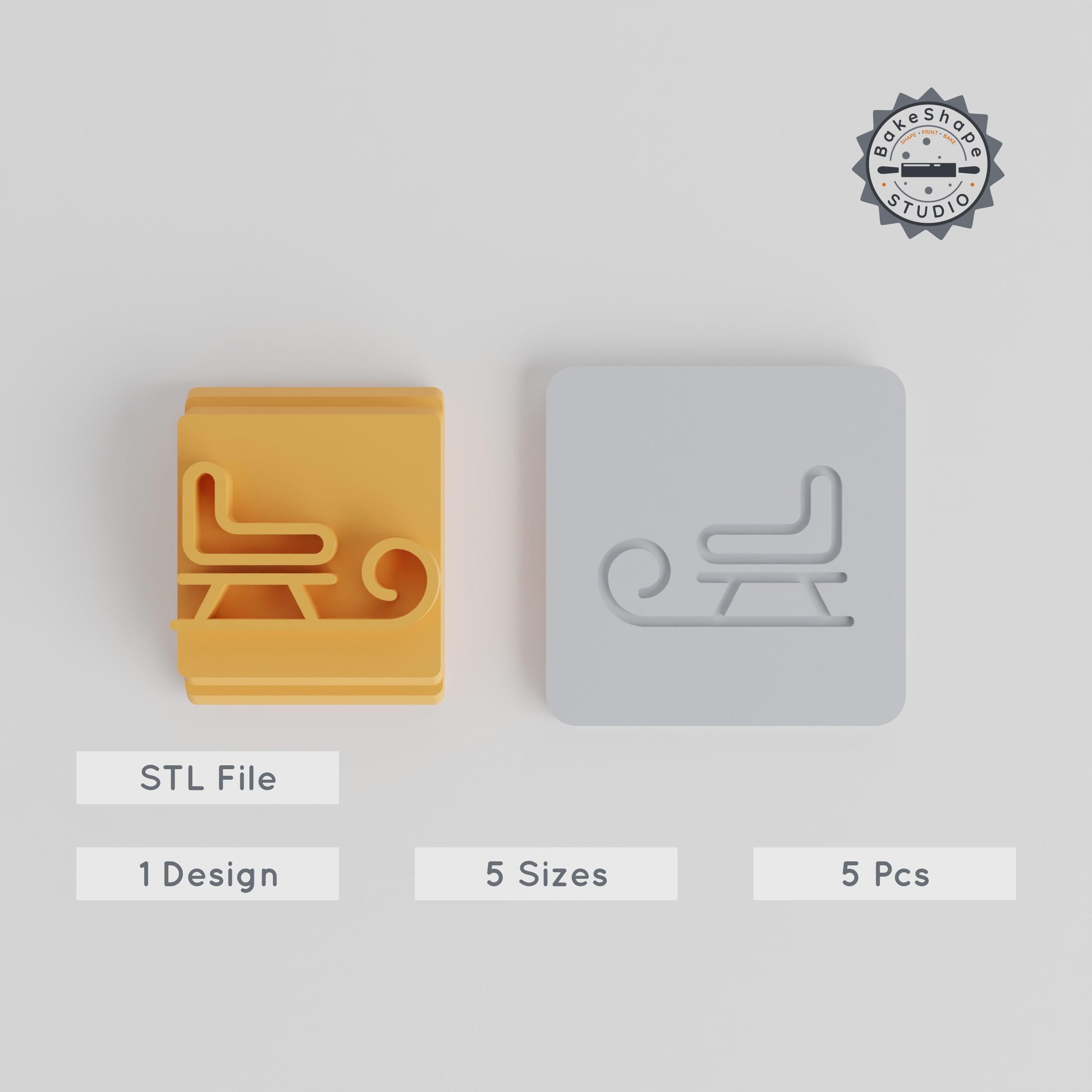 Winter Sledge Stamp Tile Set, 5 Sizes, Perfect for Clay, Cookies & Fondant PRODUCT_4741 3d model