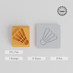 Badminton Stamp Tile Set, 5 Sizes, Perfect for Clay, Cookies & Fondant, Racket Sport Motif PRODUCT_2437 3d model