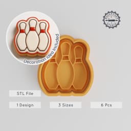 Bowling Cookie Cutter & Stamp Set, Perfect for Fondant, Sports Game Design, 3 Sizes, 6-Piece Collection PRODUCT_614 3d model