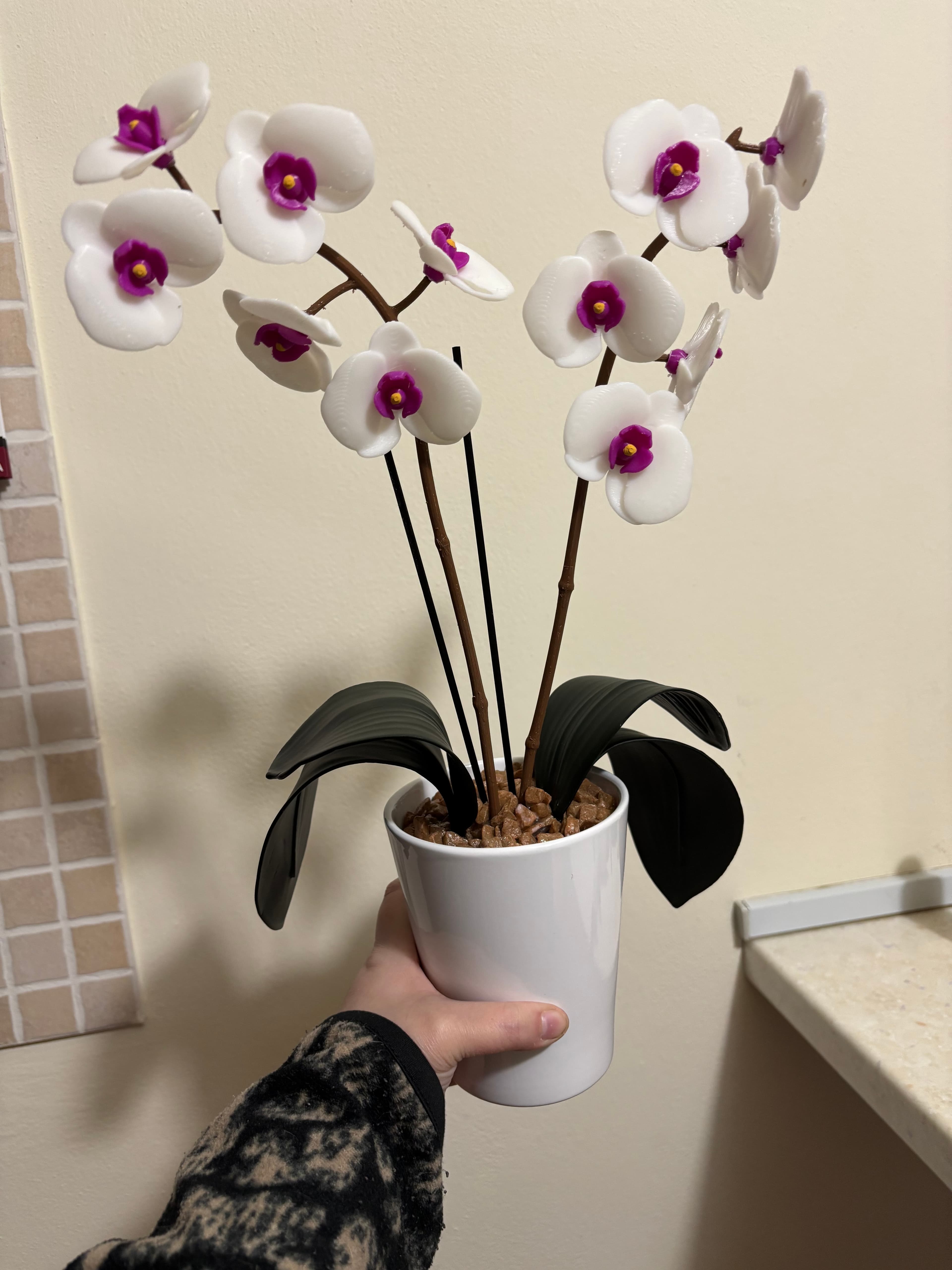 Beautiful Plant!
I’ve change the method of diffused oil, I’ve make a base and box for oil and on the base a cap with many stones!!!
I’ve put all on the real ceramic pot!
I’ve added fake leafs (buy on Amazon)