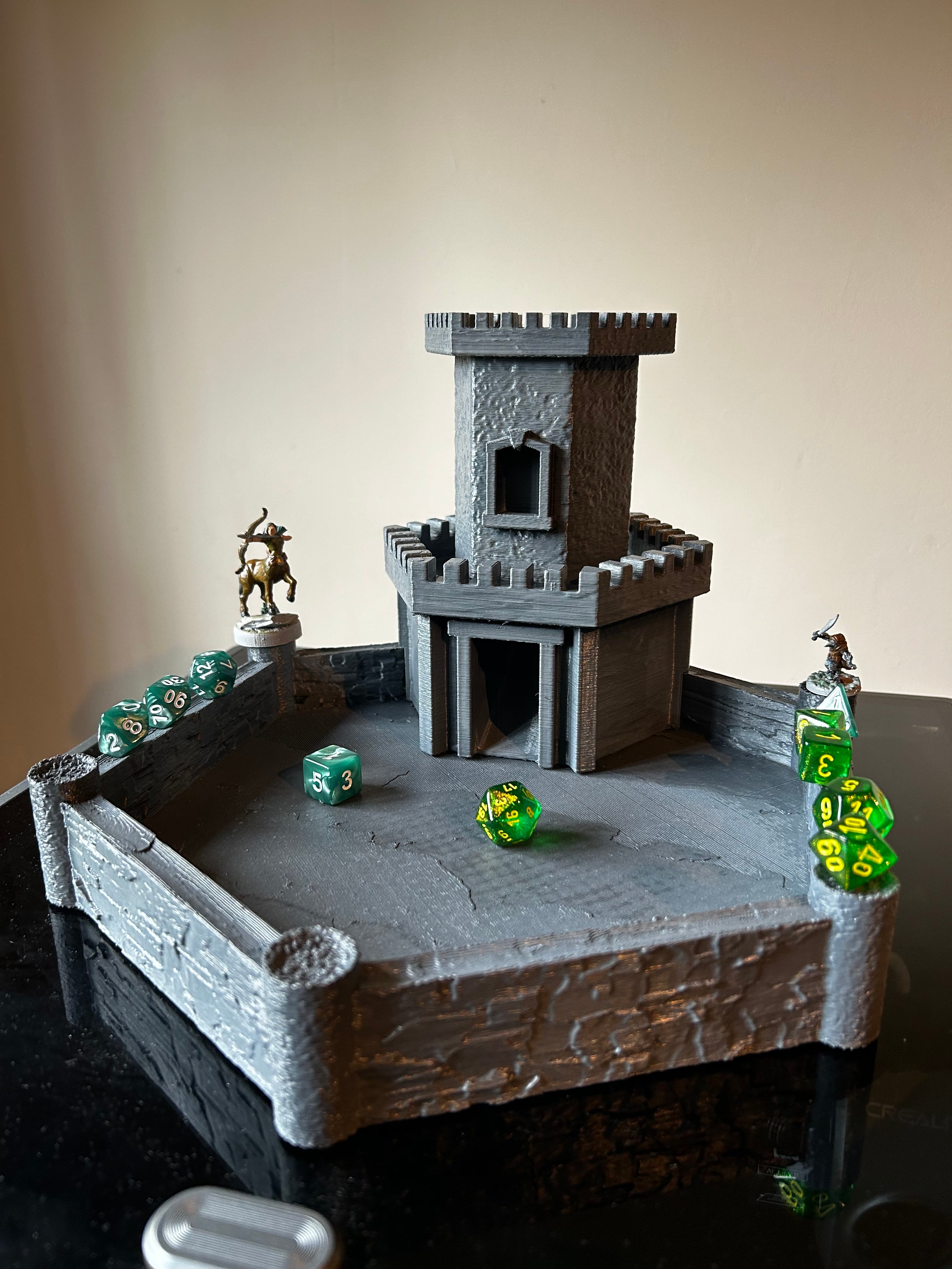 Attachable dice tower and dice tray 3d model