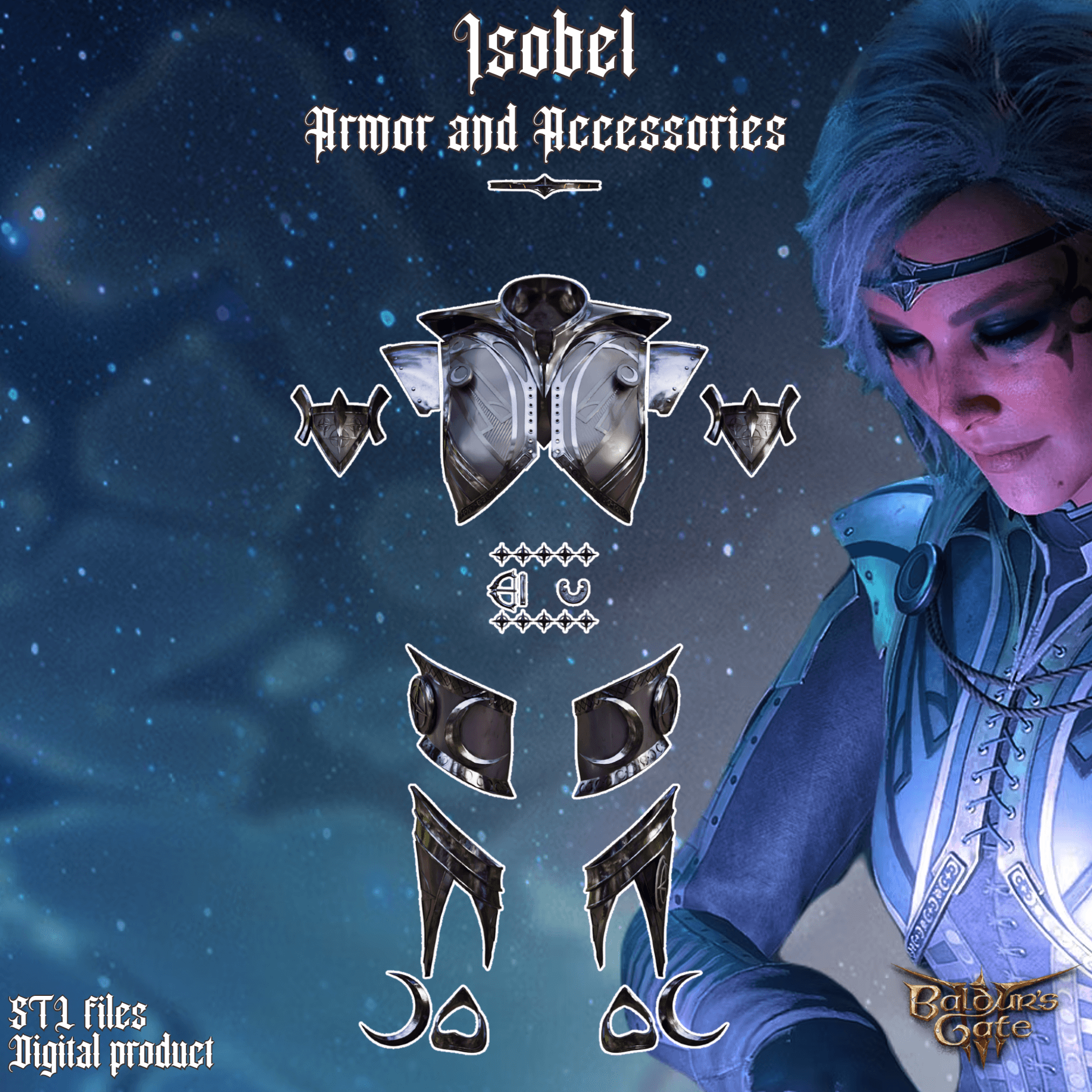 Isobel Fantasy Armor and Accessories Baldurs Gate 3 3d model