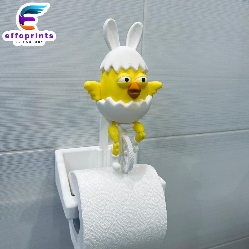 Easter Chick Egg Riding On Toilet Paper Hanger Gadget 3d model