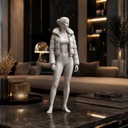 Modern Female Explorer Statue STL | Winter Jacket Woman Sculpture | 3D Printable Figure 3d model