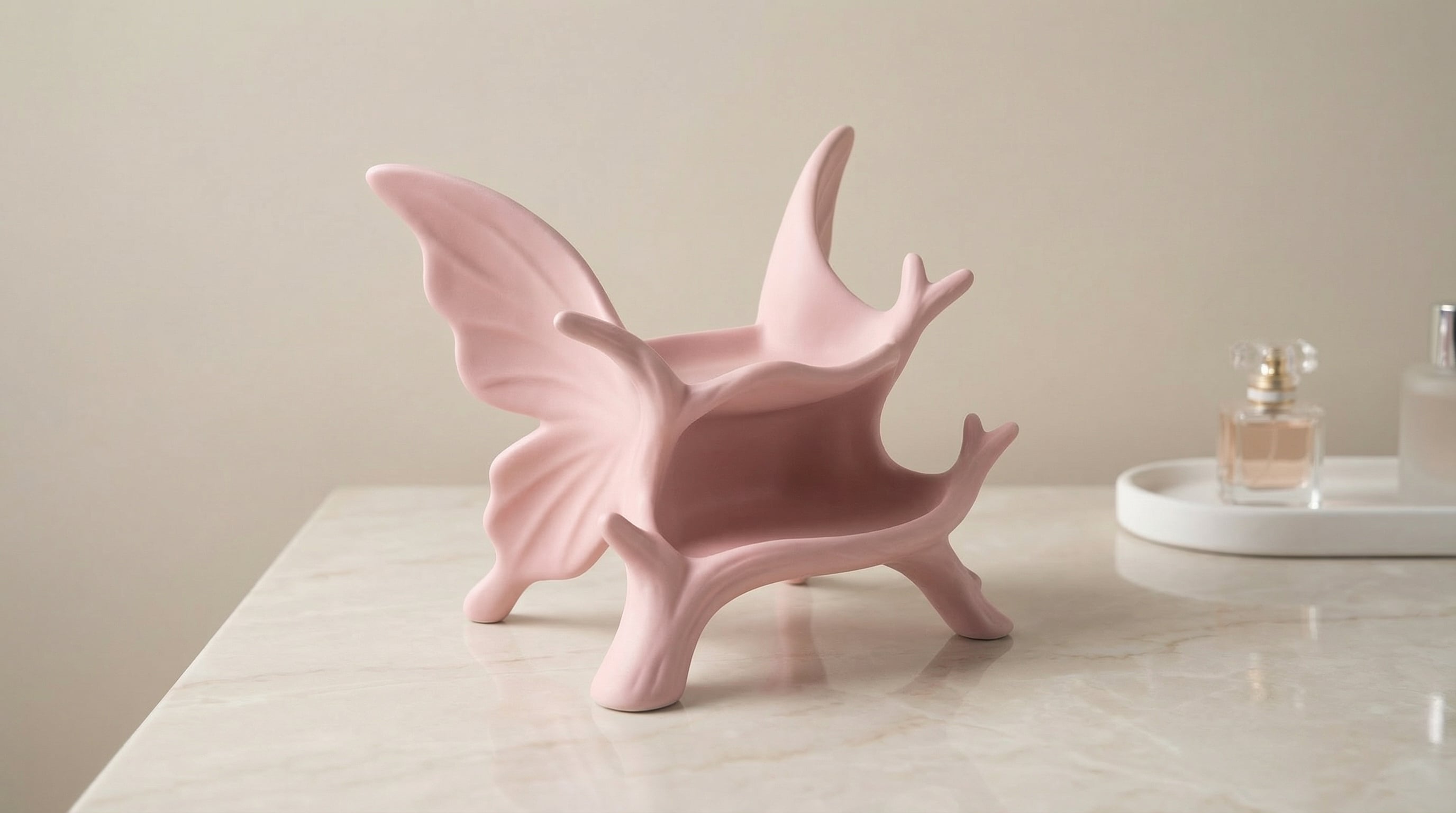 Surrealist Butterfly Biomorphic Organizer - Two-Tier Coquette Jewelry Tray & Catch-all 3d model