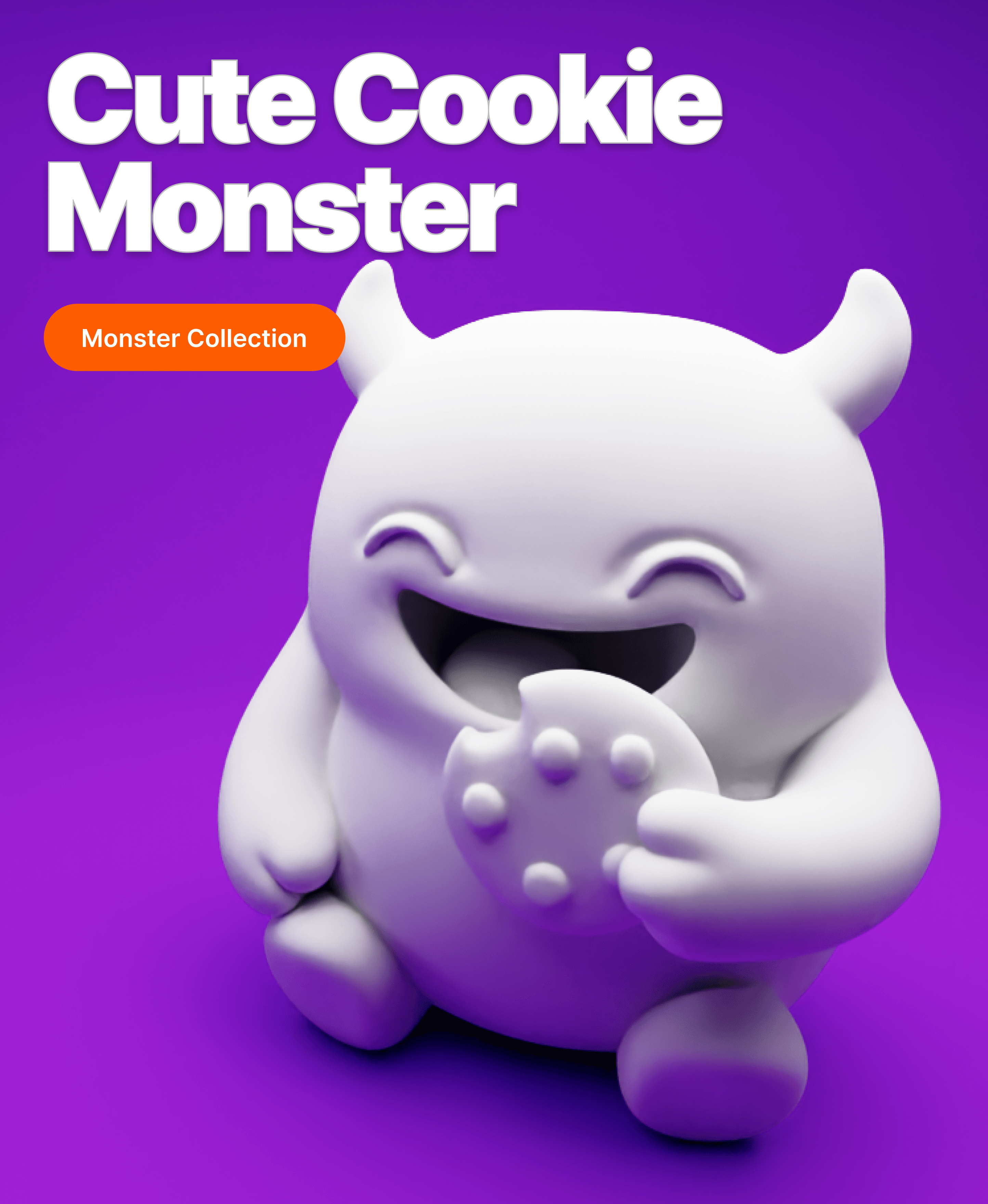 Cookie Monster – Cute 3D Printable Sitting Character 3d model